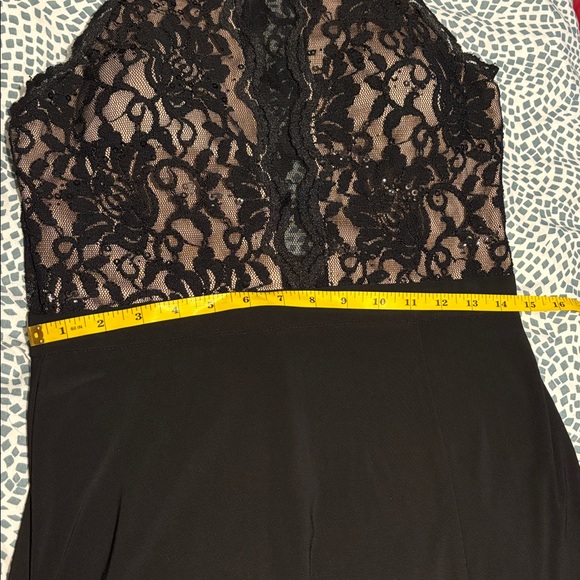 LIKE NEW! High Neck Illusion Plunging Lace Gown - Picture 9 of 11